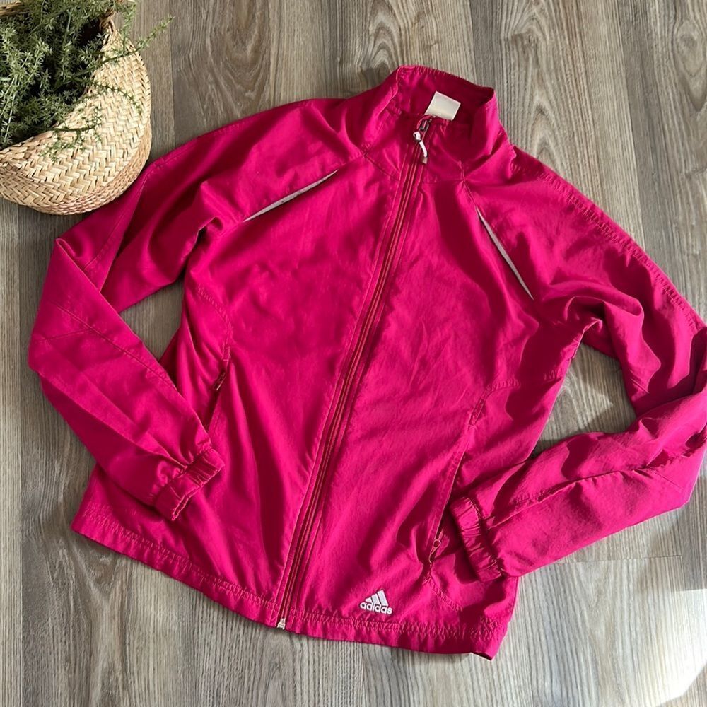WOMENS SIZE SMALL ADIDAS FUSCHIA REFLECTIVE JACKET